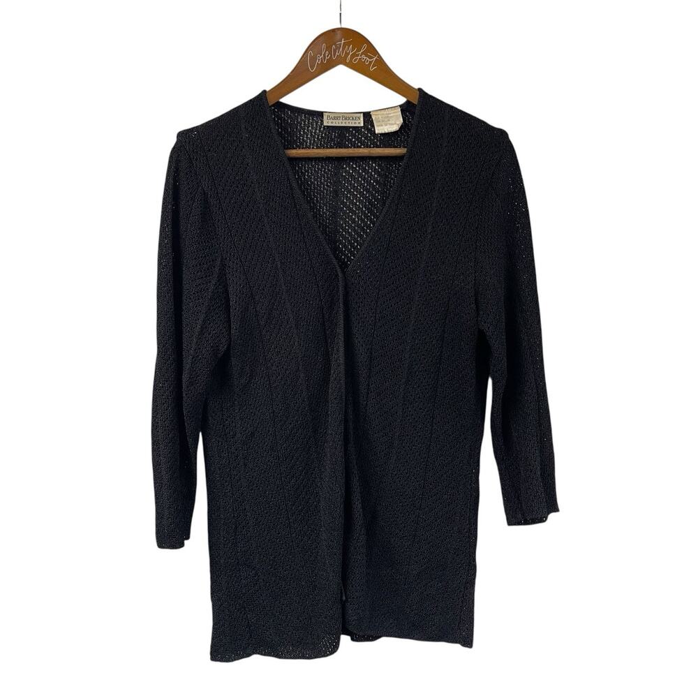Barry Bricken Collection Black Knit Sweater Top Single Button Cardigan Vintage